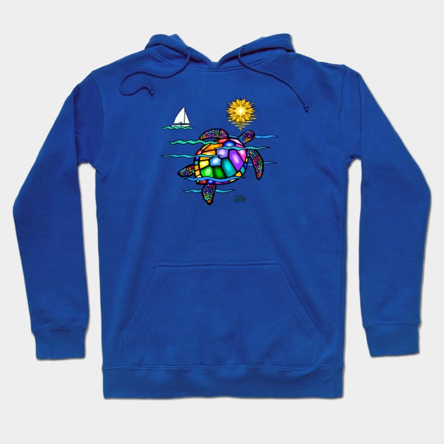 Colorful Sea Turtle in "Stained Glass" Style Hoodie by Dogs Galore and More